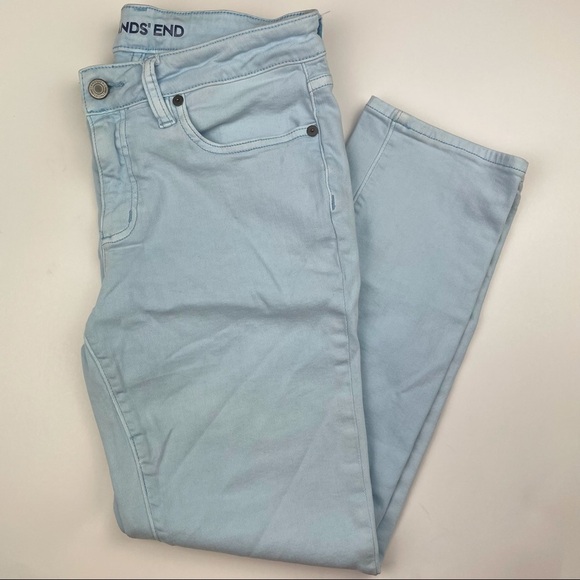 Lands' End Denim - Lands’ End Mid Rise Slim Ankle Jeans Light Wash